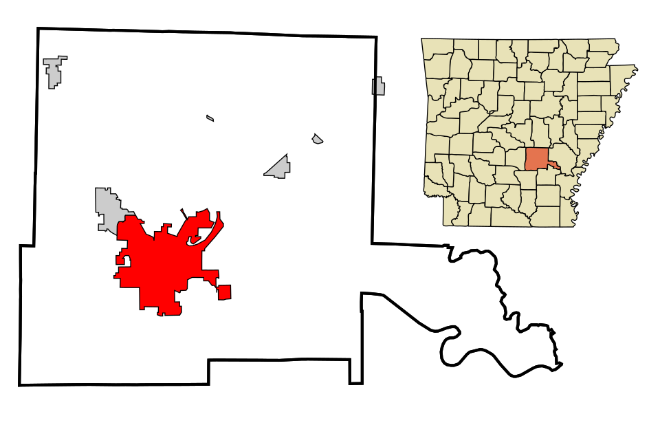 Locator map of Pine Bluff
