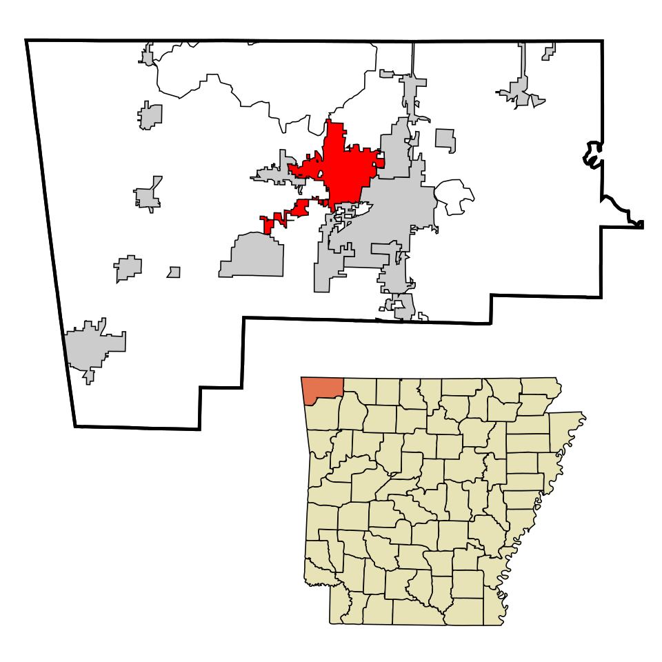 Locator map of Bentonville