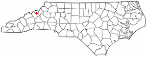 Locator map of Bakersville