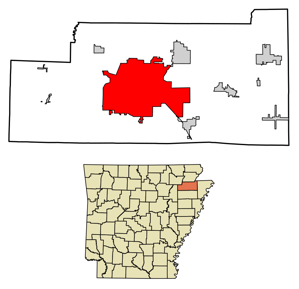 Locator map of Jonesboro