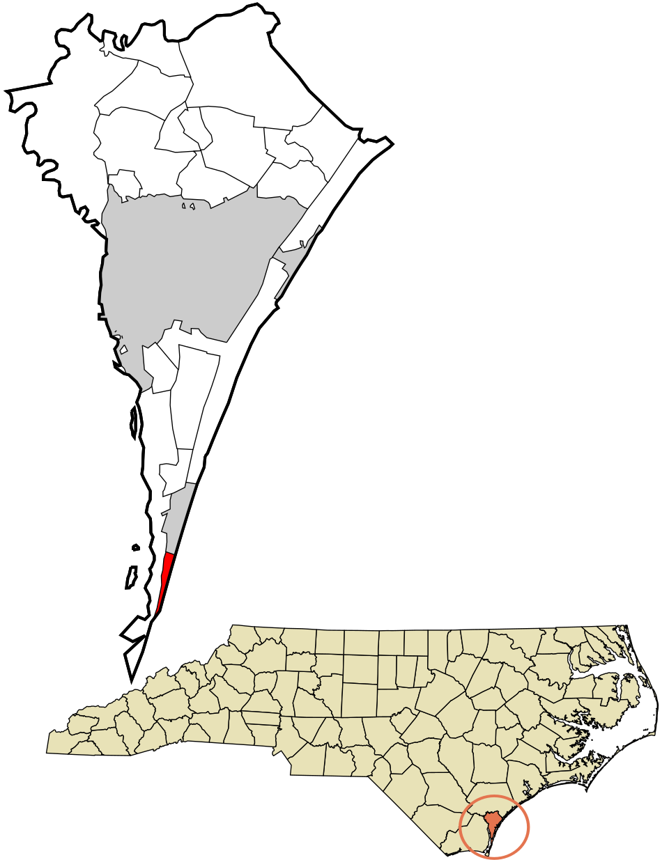 Locator map of Kure Beach