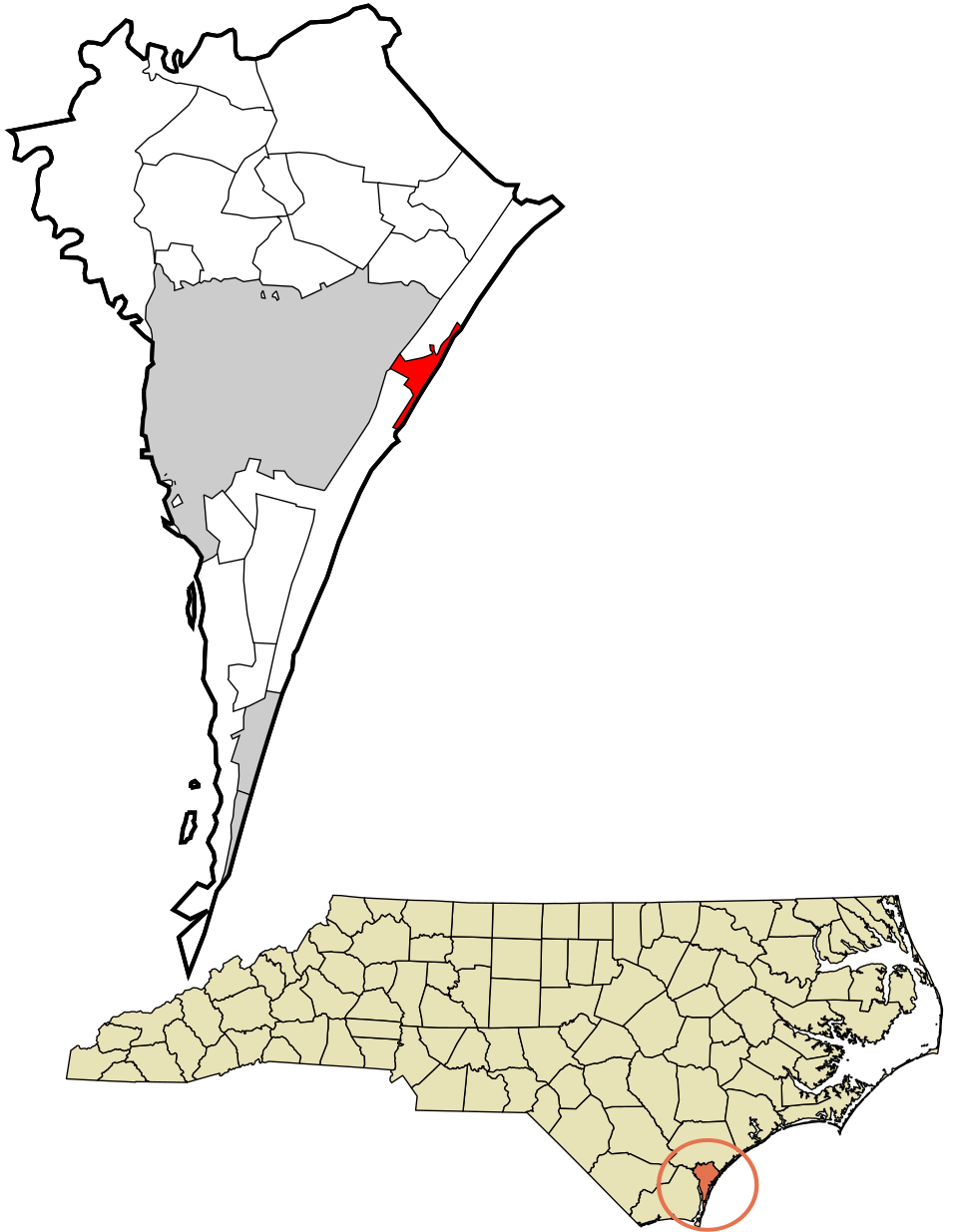 Locator map of Wrightsville Beach