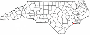 Locator map of Cape Carteret