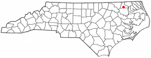 Locator map of Ahoskie