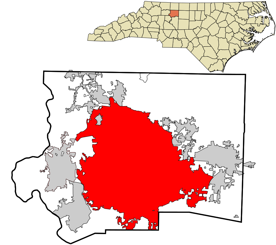 Locator map of Winston-Salem