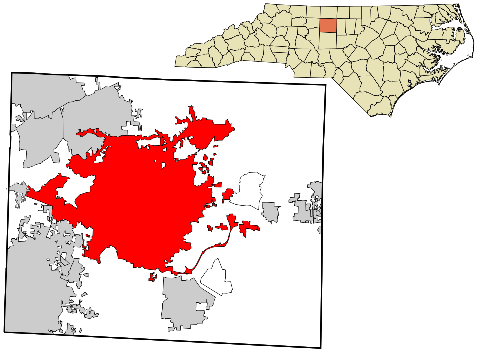 Locator map of Greensboro