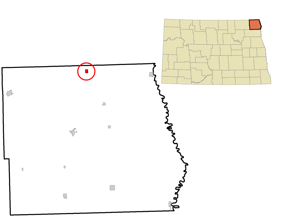Locator map of Neche