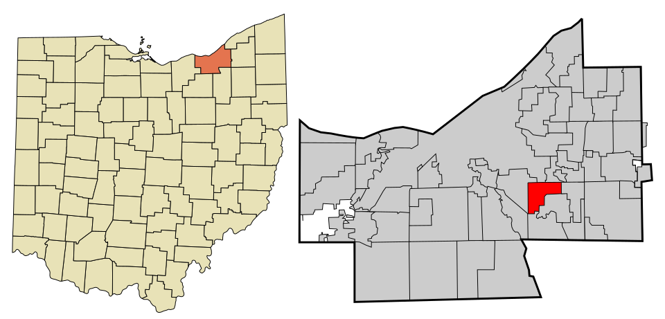 Locator map of Maple Heights