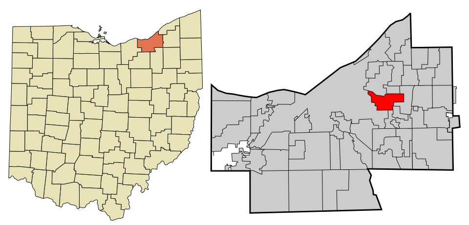 Locator map of Shaker Heights