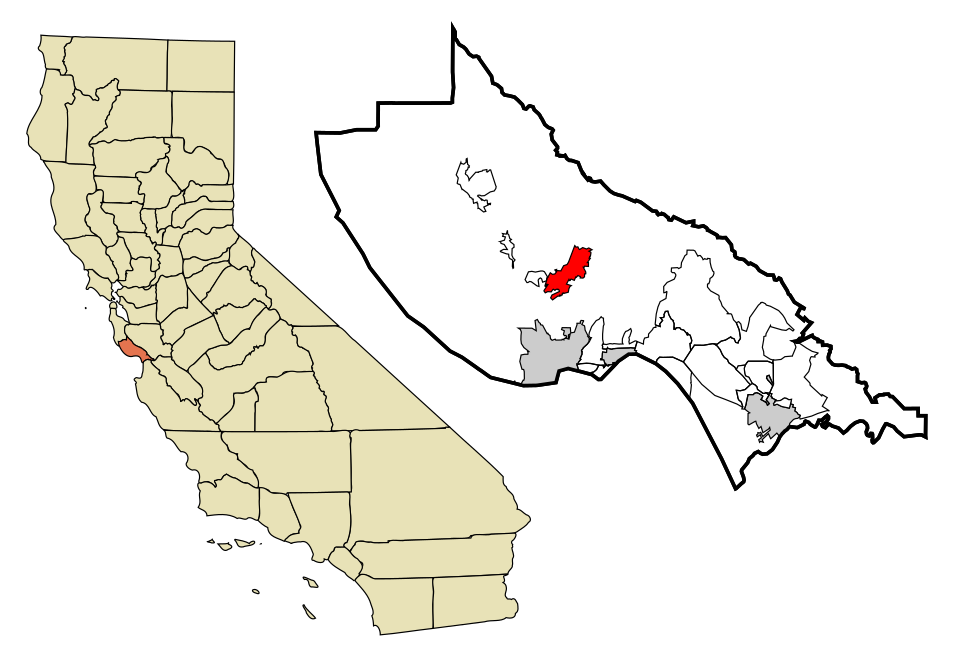 Locator map of Scotts Valley