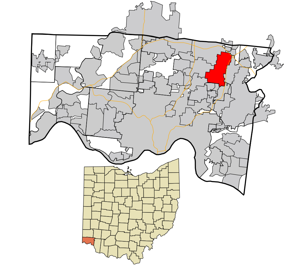 Locator map of Blue Ash