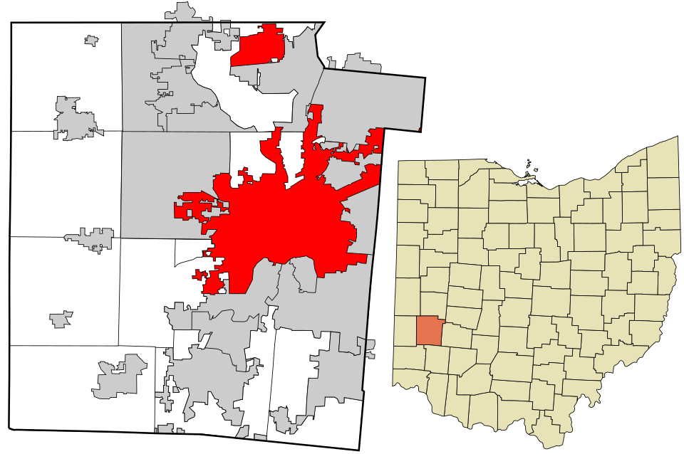 Locator map of Dayton