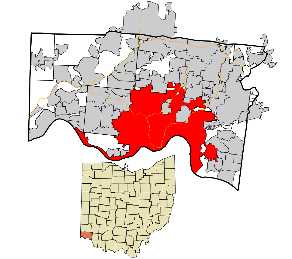 Locator map of Cincinnati