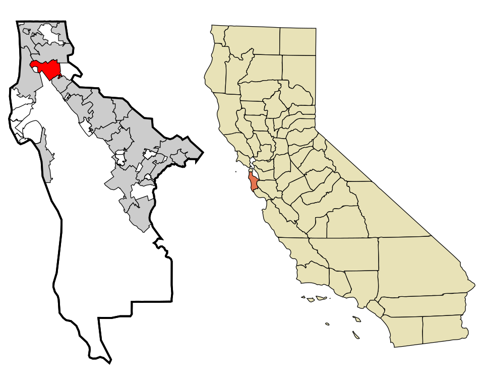 Locator map of San Bruno