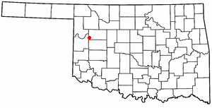 Locator map of Leedey