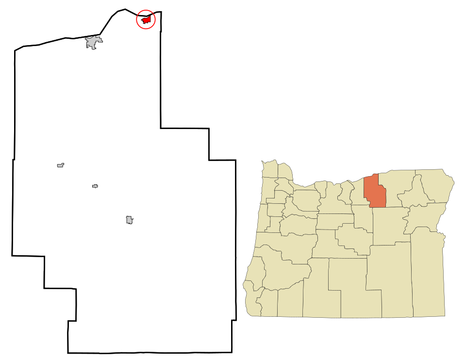 Locator map of Irrigon