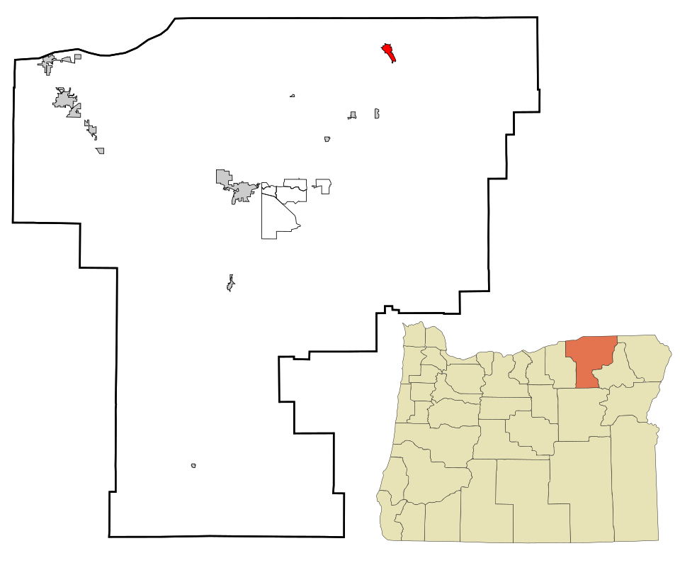 Locator map of Milton-Freewater