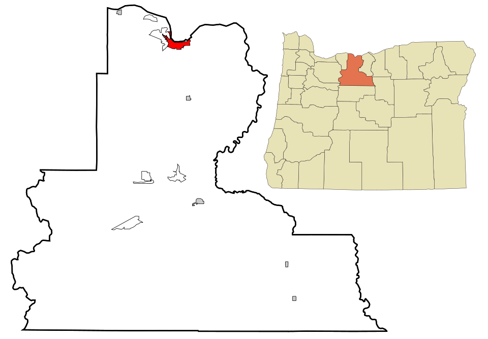 Locator map of The Dalles