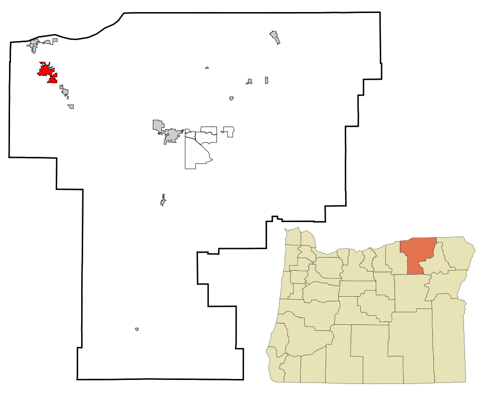 Locator map of Hermiston