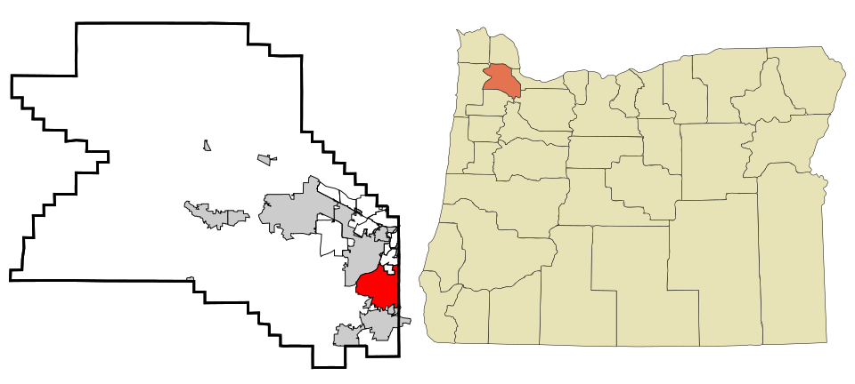 Locator map of Tigard