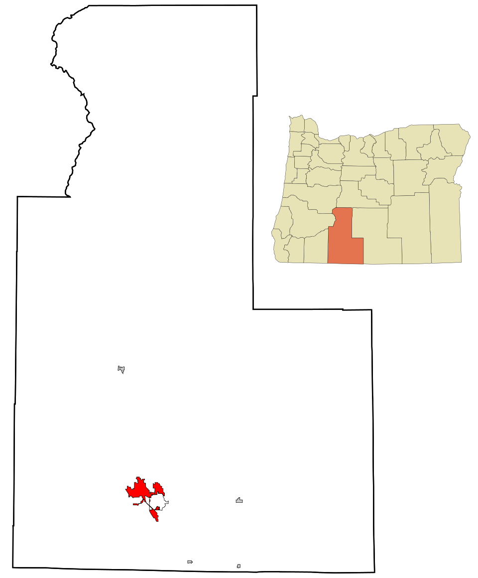 Locator map of Klamath Falls