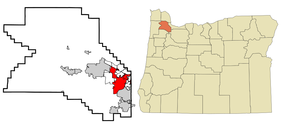 Locator map of Beaverton
