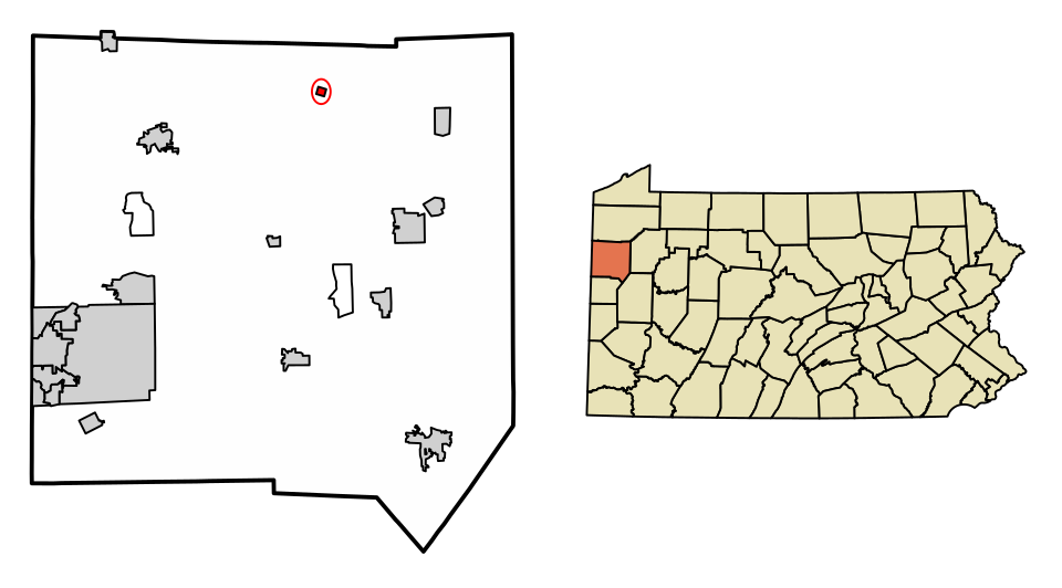 Locator map of Sheakleyville