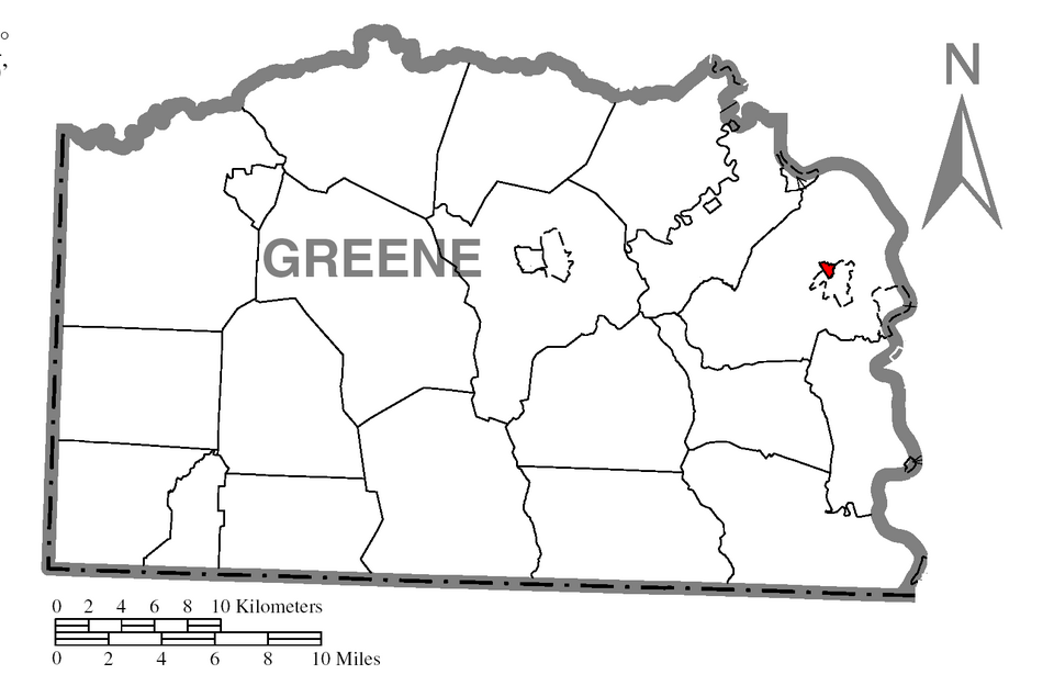 Locator map of Carmichaels