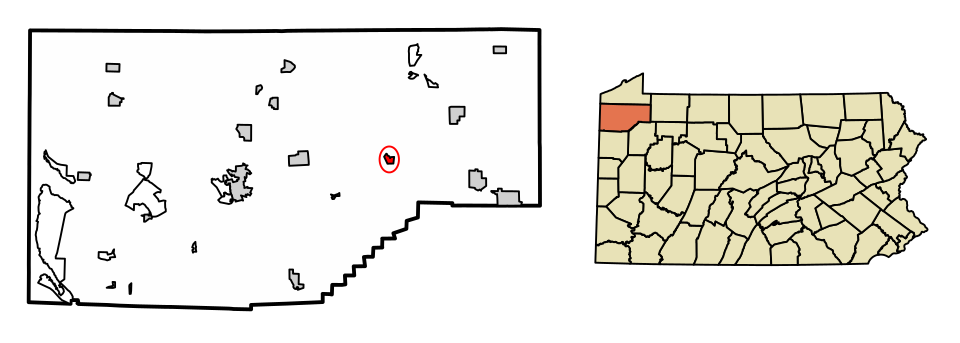 Locator map of Townville
