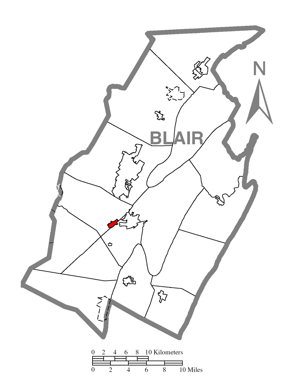 Locator map of Duncansville