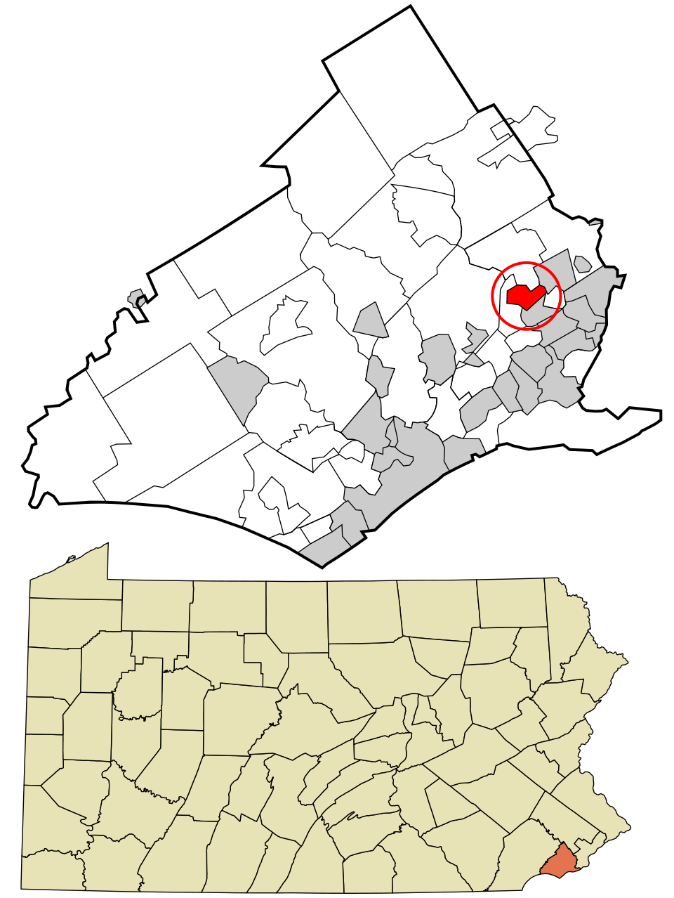 Locator map of Clifton Heights