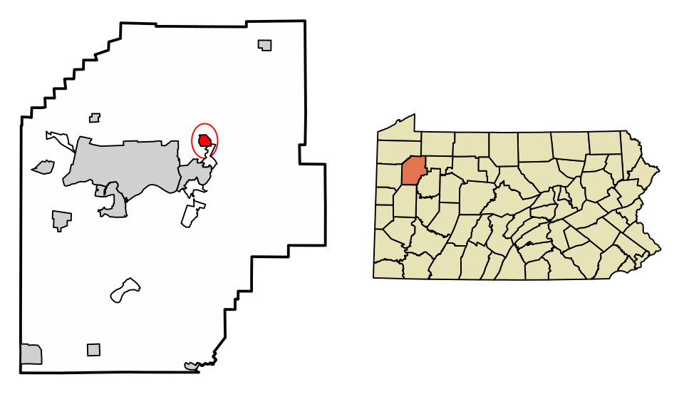 Locator map of Rouseville