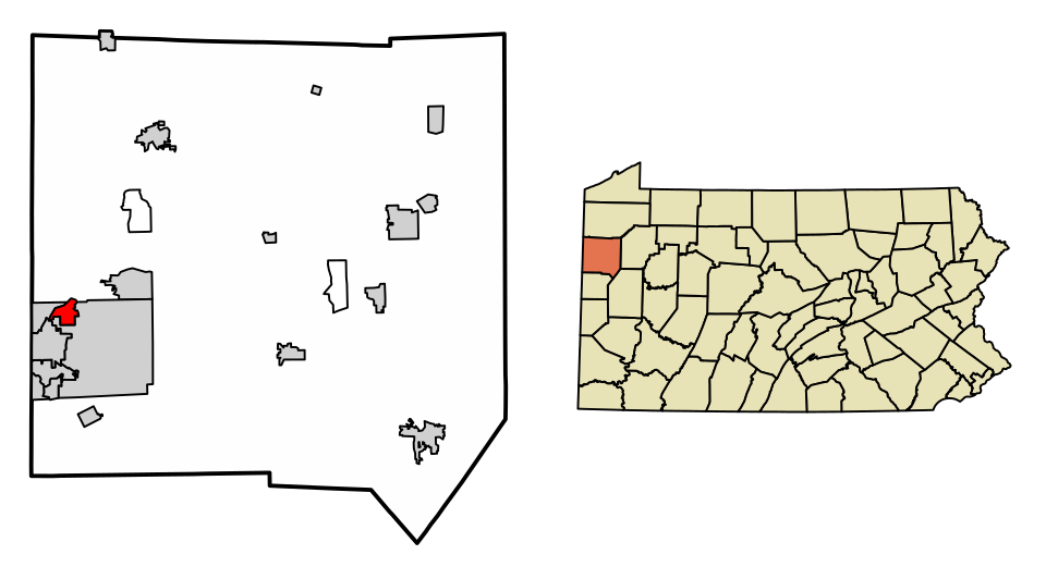 Locator map of Sharpsville