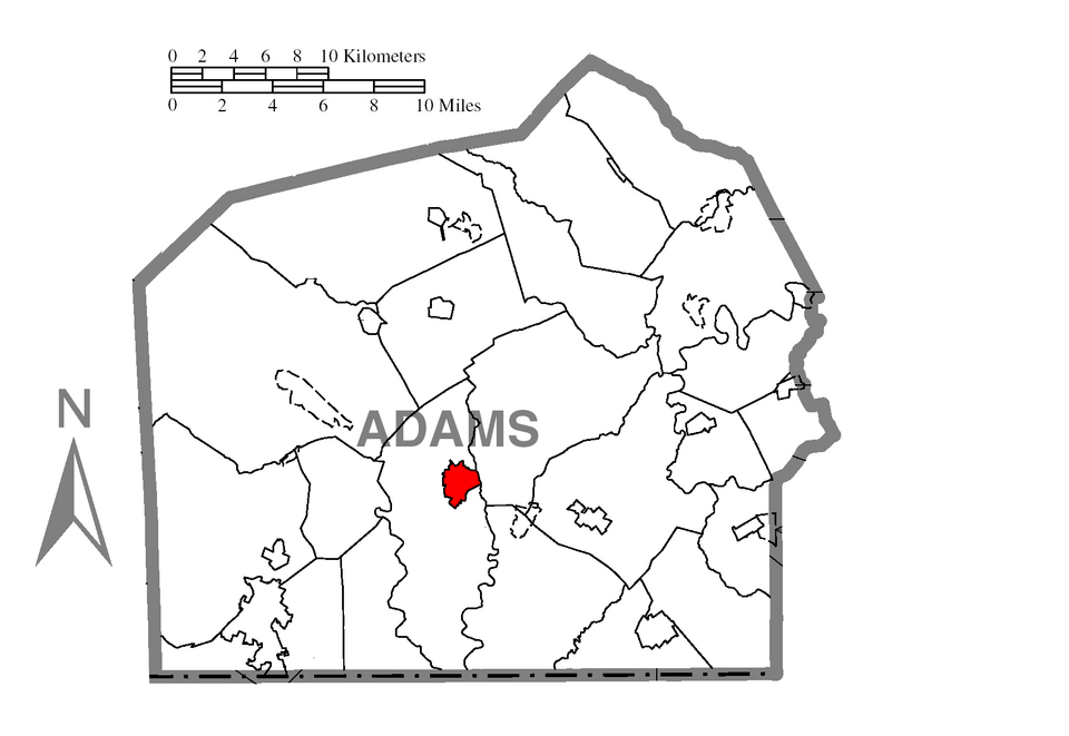 Locator map of Gettysburg