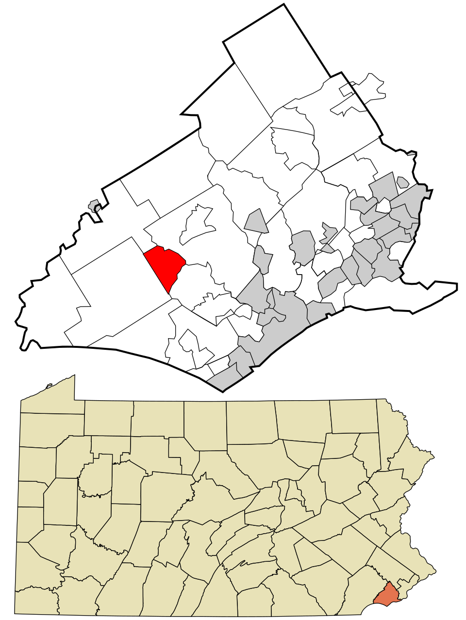 Locator map of Chester Heights