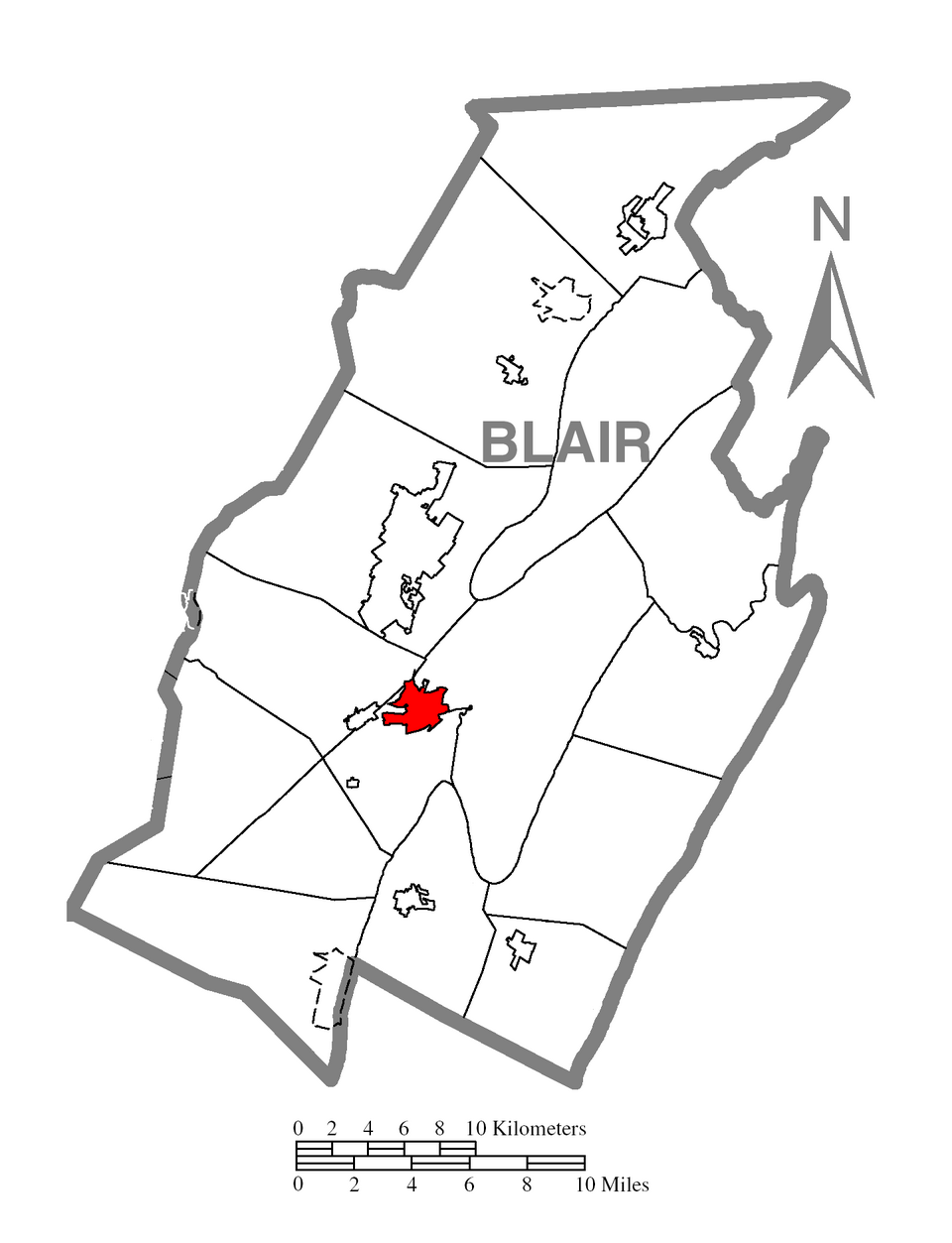 Locator map of Hollidaysburg