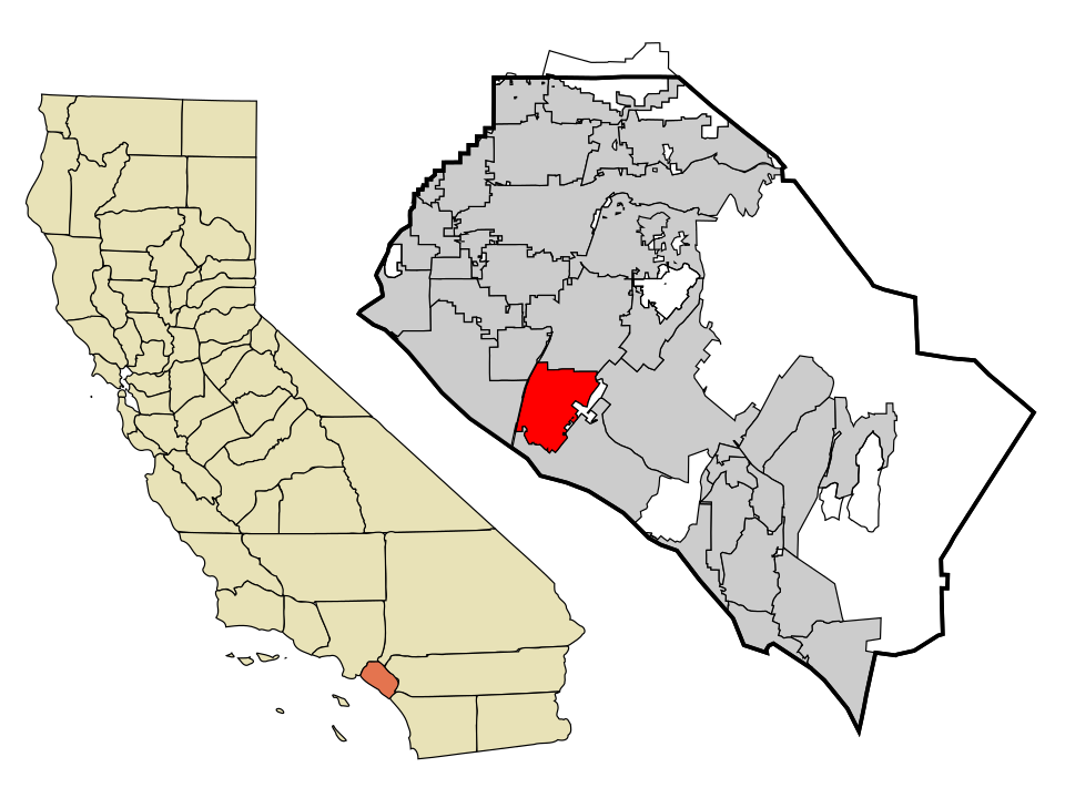 Locator map of Costa Mesa