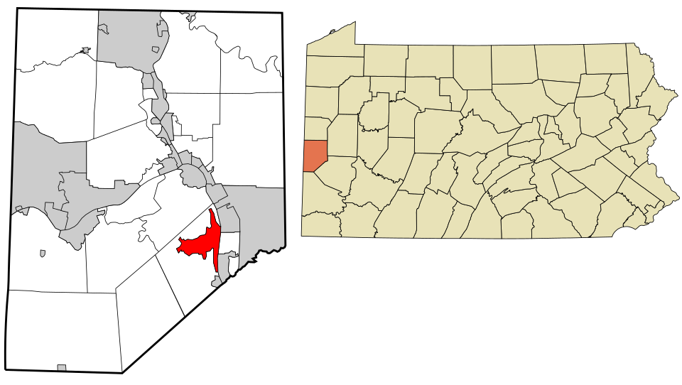 Locator map of Aliquippa