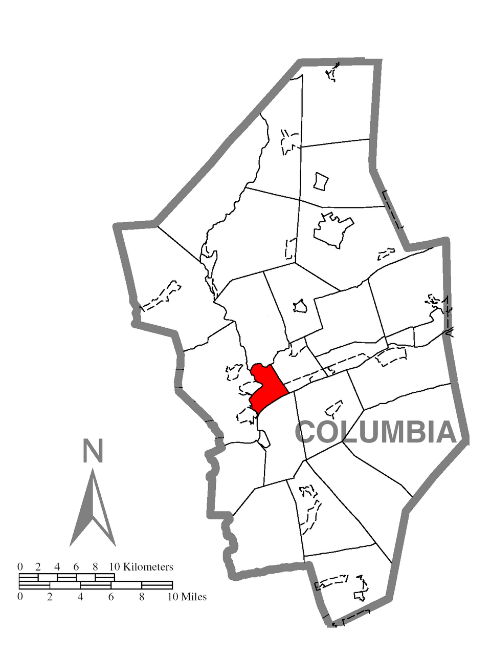 Locator map of Bloomsburg