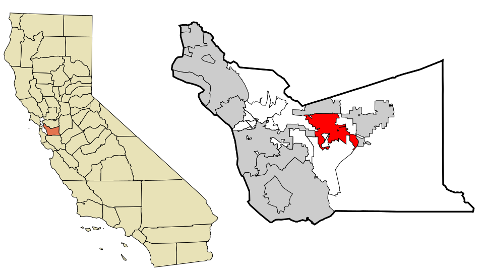 Locator map of Pleasanton