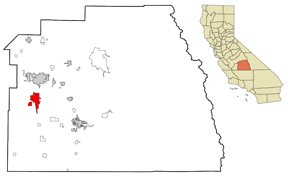 Locator map of Tulare