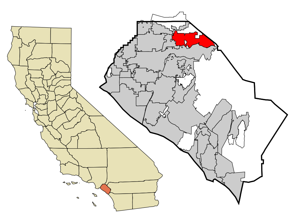 Locator map of Yorba Linda