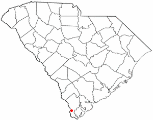 Locator map of Hardeeville