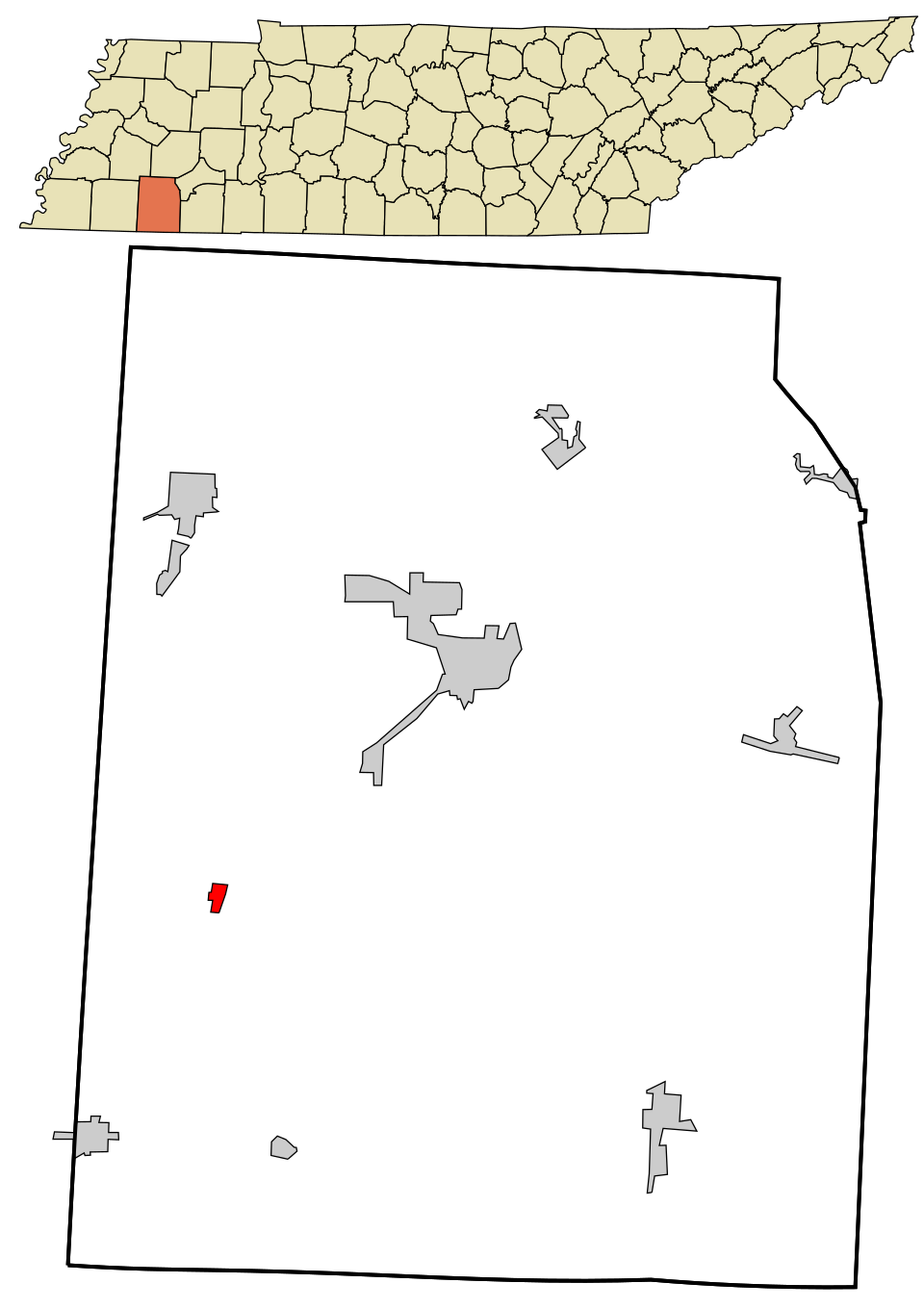 Locator map of Hickory Valley