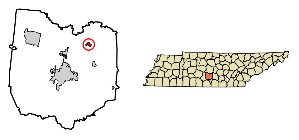 Locator map of Bell Buckle