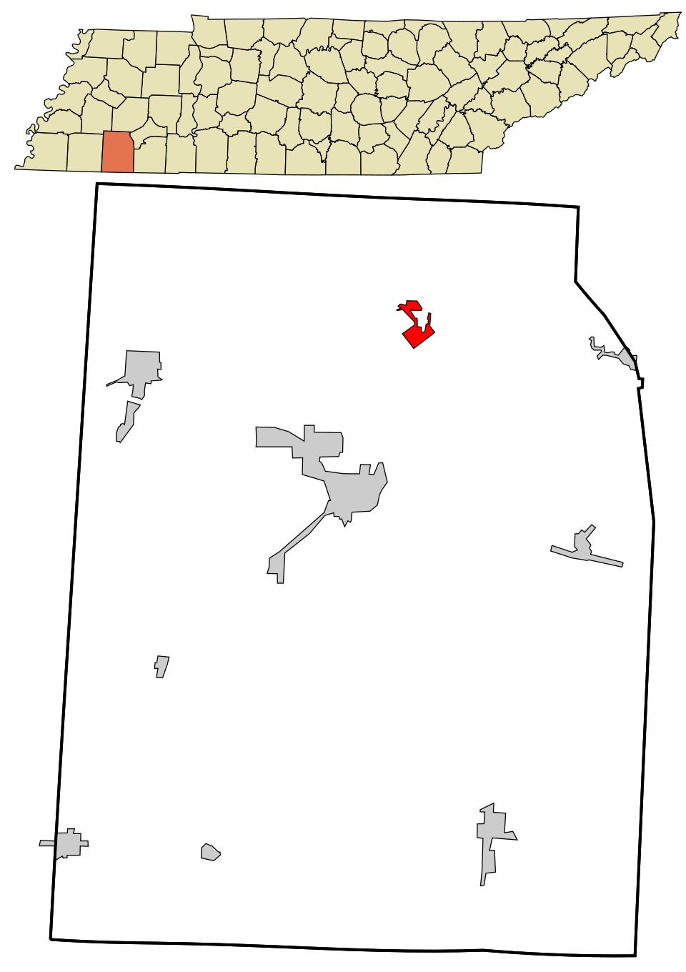 Locator map of Toone