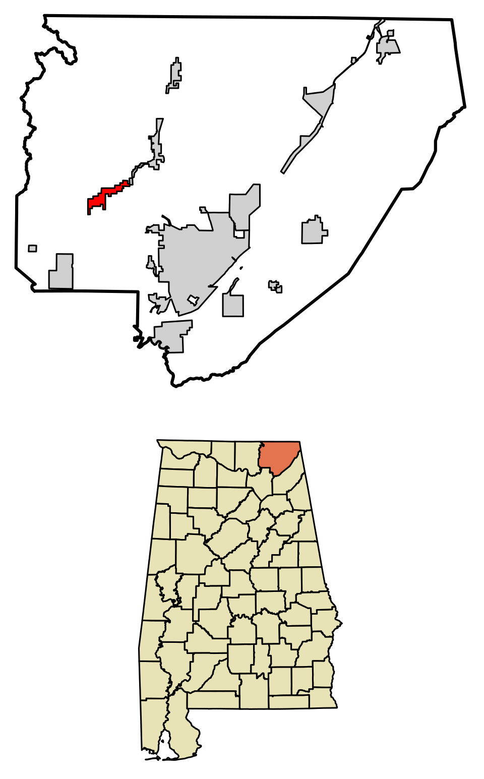 Locator map of Pleasant Groves
