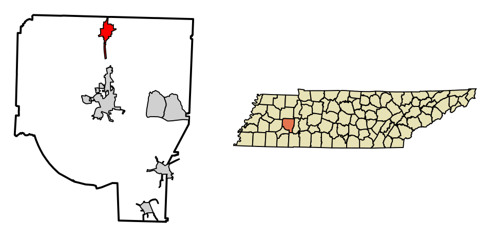 Locator map of Parker's Crossroads