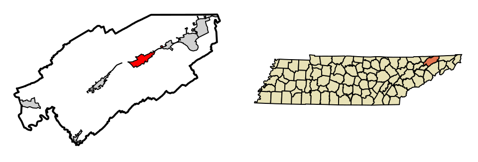 Locator map of Surgoinsville