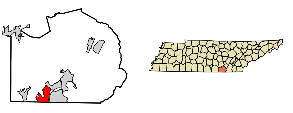 Locator map of South Pittsburg